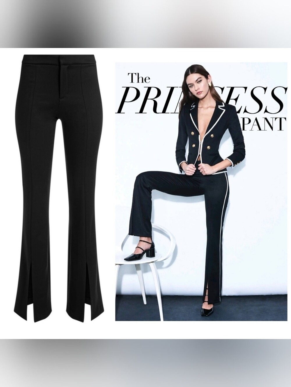 Alice + Olivia Princess Black Off White Contrast Piping Pants SIZE 2